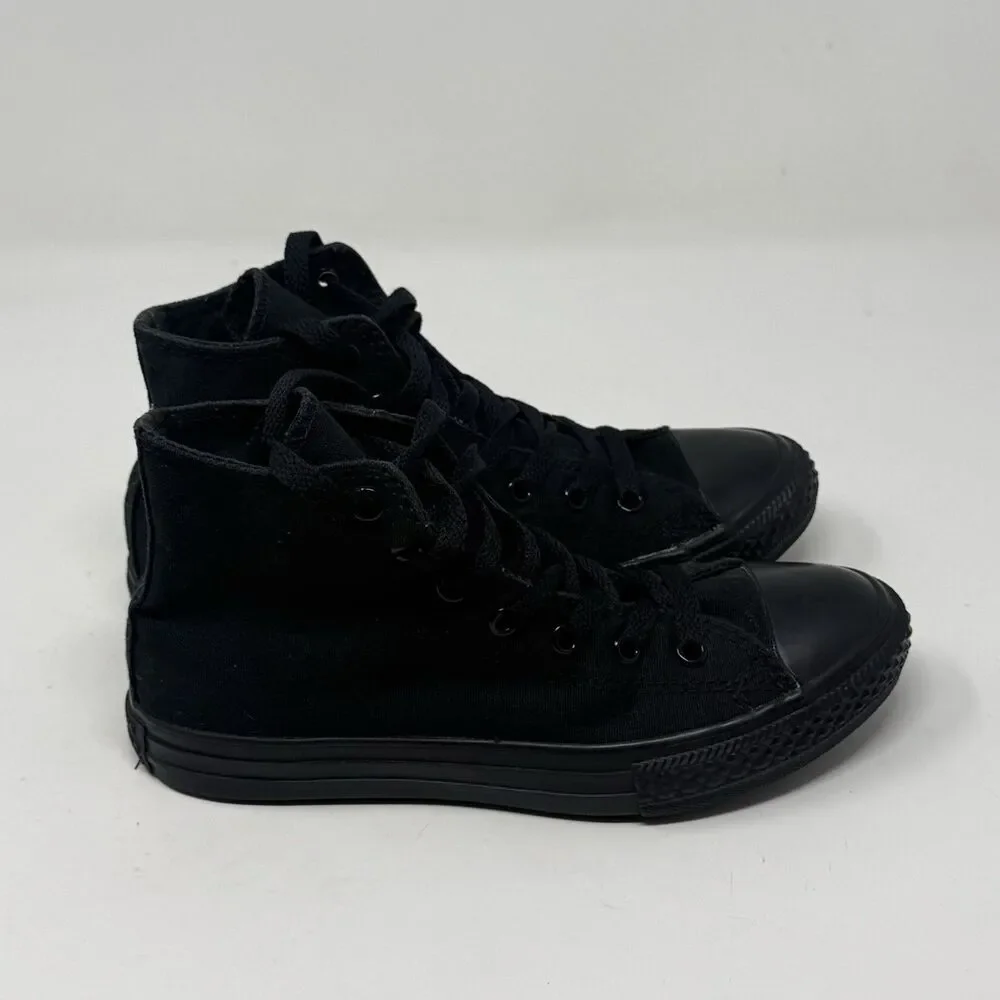 Converse All Star High Shoes Youth Girls Boys Size 3 Triple Black Canvas Sneaker